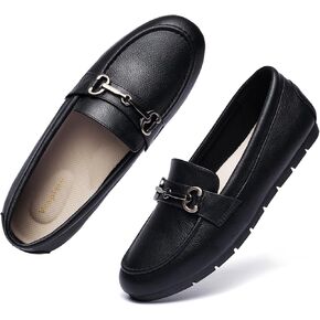 Women's Loafers Comfortable Dressy Slip on Flats Penny Loafers for Women Office Work Walking Shoes with Buckles