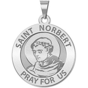 PicturesOnGold.com Saint Norbert Religious Medal - 2/3 Inch Size of Dime, Sterling Silver