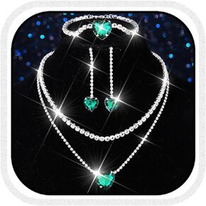 Aukmla نساء مجوهرات الزفاف الزفاف مجموعة الفضة الكريستال القلب قلادة قلادة حرك مجموعات سوار in Kuwait