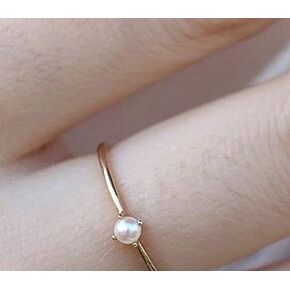 Pearl Ring for Women Gold Tone Plated Stackable Ring Tiny Fresh Pearl Stackable Finger Rings CZ Crystal Fashion Engagement Wedding Jewelry (9)