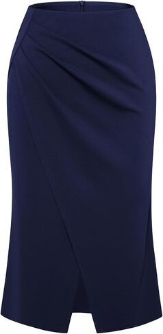 Belle Poque Women's Vintage Wrap Bodycon Pencil Skirts High Waist Knee Length Ruched Work Business Skirt with Slit in Saudi Arabia