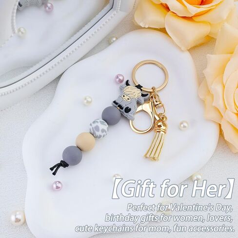 Highland Cow Decor Highland Cows Lover Gifts Bag Charm Jewelry with Tassel Mini Animal Car Key Chain Women Men in Saudi Arabia