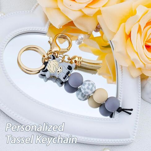 Highland Cow Decor Highland Cows Lover Gifts Bag Charm Jewelry with Tassel Mini Animal Car Key Chain Women Men in Saudi Arabia