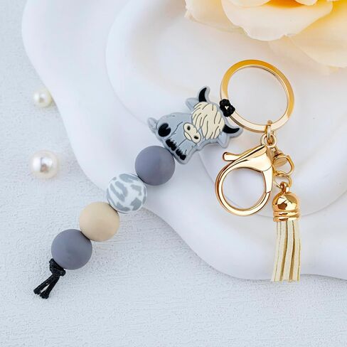 Highland Cow Decor Highland Cows Lover Gifts Bag Charm Jewelry with Tassel Mini Animal Car Key Chain Women Men in Saudi Arabia