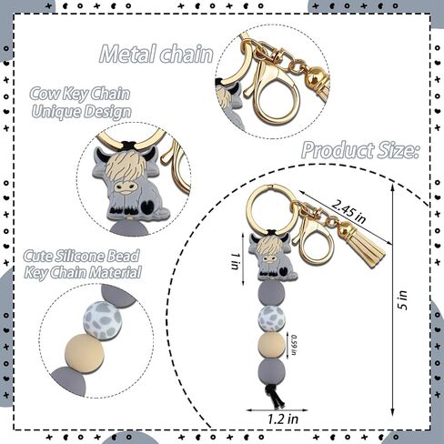 Highland Cow Decor Highland Cows Lover Gifts Bag Charm Jewelry with Tassel Mini Animal Car Key Chain Women Men in Saudi Arabia