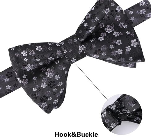 Alizeal Mens Pre-tied Floral Bow Tie Wedding Party Luxury Pocket Square Set in Saudi Arabia