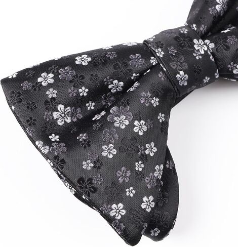 Alizeal Mens Pre-tied Floral Bow Tie Wedding Party Luxury Pocket Square Set in Saudi Arabia