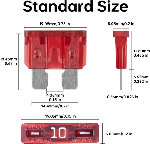80 Pack Auto Vuses 10 أمبير ATC/ATO القياسي FUSE FUSE Blade 10A Car Truck Boat Marine RV in Kuwait