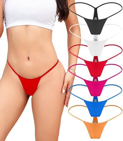 ETAOLINE G-string Thongs for Women Low Rise Micro Back Bikini Bottom Seamless Panties T-Back 6 Pack in Saudi Arabia