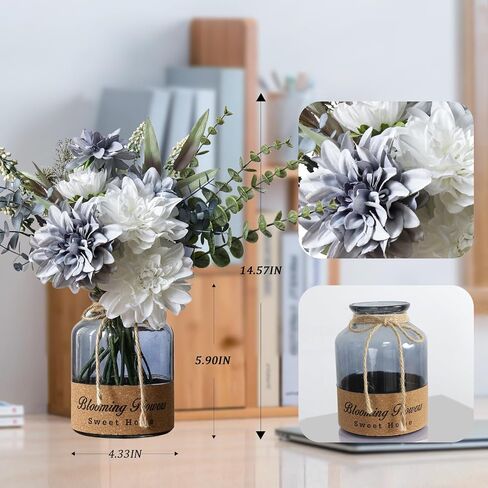 Leftover Fake Flowers in Vase,Artificial Flowers in Vase,Table Centerpieces for Dining Room,Flower Centerpieces for Tables,Faux Flowers in Vase,Kitchen Table Decor,Coffee Table Decor… in Saudi Arabia