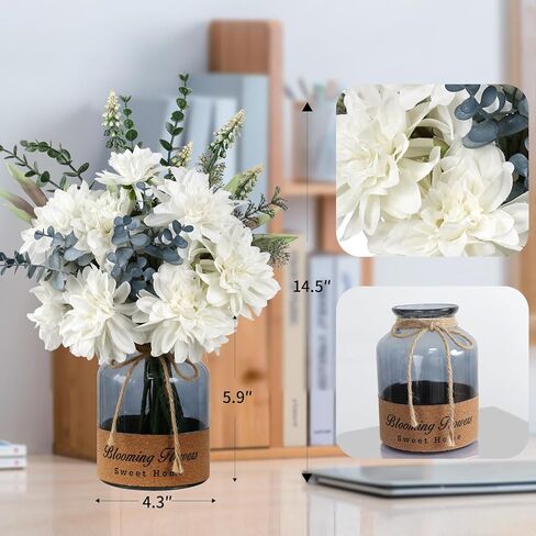 Leftover Fake Flowers in Vase,Artificial Flowers in Vase,Table Centerpieces for Dining Room,Flower Centerpieces for Tables,Faux Flowers in Vase,Kitchen Table Decor,Coffee Table Decor… in Saudi Arabia