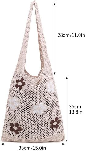ENBEI Beach Bag Crochet Tote bag for Women,Aesthetic Boho Large Bag,Foldable&Lightweight,Shopping,Beach,Travel,Daily Use in Kuwait
