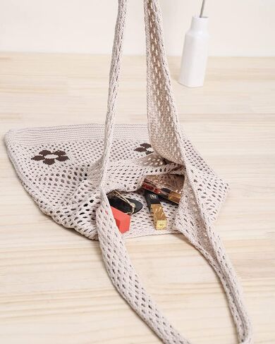 ENBEI Beach Bag Crochet Tote bag for Women,Aesthetic Boho Large Bag,Foldable&Lightweight,Shopping,Beach,Travel,Daily Use in Kuwait