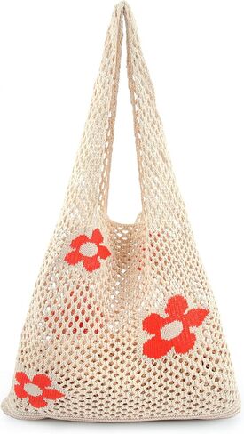 ENBEI Beach Bag Crochet Tote bag for Women,Aesthetic Boho Large Bag,Foldable&Lightweight,Shopping,Beach,Travel,Daily Use in Kuwait