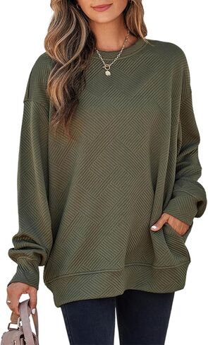 SHEWIN Womens Oversized Sweatshirt Fall Fashion 2024 Long Sleeve Tops Casual Crewneck Sweatshirts with Pockets in Saudi Arabia