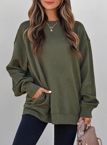 SHEWIN Womens Oversized Sweatshirt Fall Fashion 2024 Long Sleeve Tops Casual Crewneck Sweatshirts with Pockets in Saudi Arabia