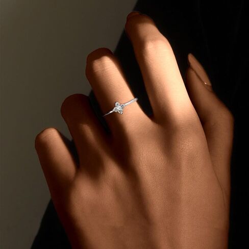 CZ Lucky Leaf Ring for Women 925 Sterling Silver Dainty Lucky Ring to Daughter Mom 14K Gold Plated Simple Minimalist Stackable Rings for Mother Wife Birthday Wedding Jewelry in Saudi Arabia