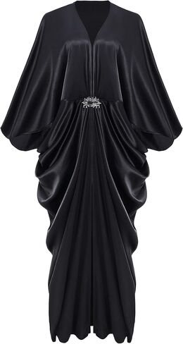 BABEYOND 1920s Satin Cocoon Gown - Hollywood Style Robe Great Gatsby Party Outfit Women's Batwing Sleeves Art Deco Coat Robe in Saudi Arabia