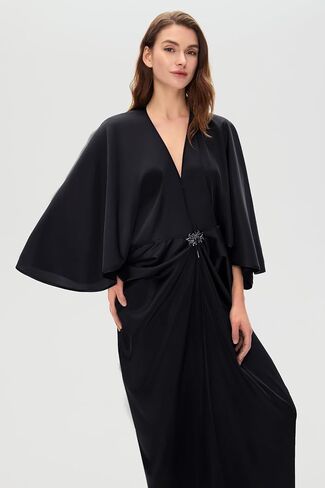 BABEYOND 1920s Satin Cocoon Gown - Hollywood Style Robe Great Gatsby Party Outfit Women's Batwing Sleeves Art Deco Coat Robe in Saudi Arabia