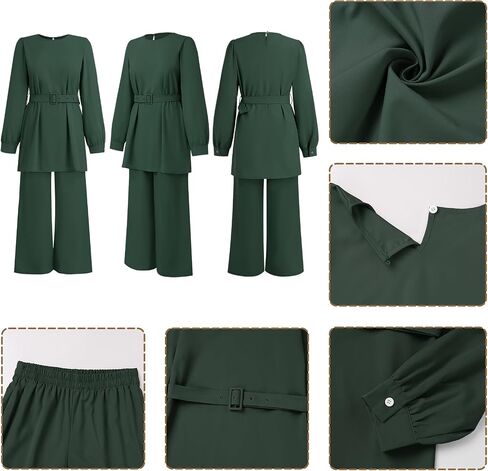 فستان Abayas للنساء المسلمات طويلة الأكمام السراويل الفضفاضة 2 PCS دبي الإسلامية المسلمات النساء المطابقة مجموعات in Kuwait
