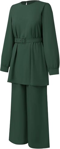 فستان Abayas للنساء المسلمات طويلة الأكمام السراويل الفضفاضة 2 PCS دبي الإسلامية المسلمات النساء المطابقة مجموعات in Kuwait