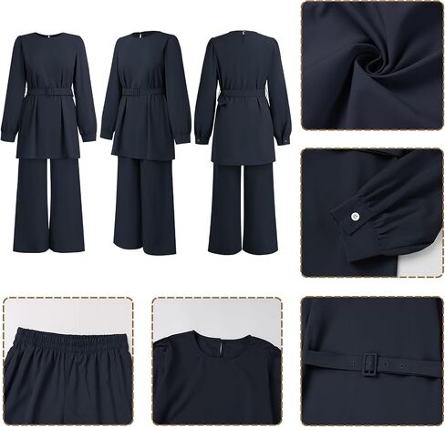 فستان Abayas للنساء المسلمات طويلة الأكمام السراويل الفضفاضة 2 PCS دبي الإسلامية المسلمات النساء المطابقة مجموعات in Kuwait