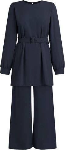 فستان Abayas للنساء المسلمات طويلة الأكمام السراويل الفضفاضة 2 PCS دبي الإسلامية المسلمات النساء المطابقة مجموعات in Kuwait