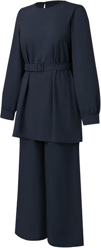 فستان Abayas للنساء المسلمات طويلة الأكمام السراويل الفضفاضة 2 PCS دبي الإسلامية المسلمات النساء المطابقة مجموعات in Kuwait
