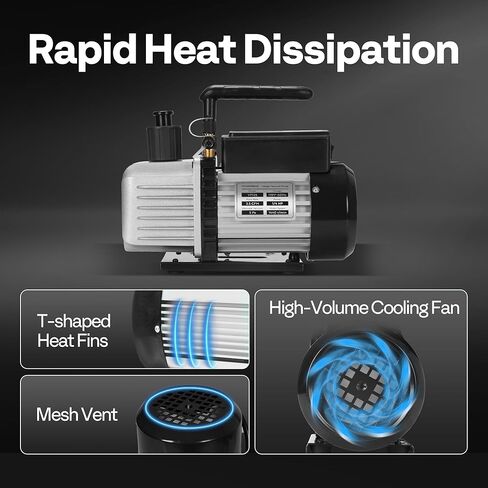 VIVOHOME 110V 1/4 HP 3.5 CFM مضخة تفريغ هواء دوارة ذات مرحلة واحدة وR134a AC مجموعة قياس متعددة لتكييف الهواء والتبريد وإعادة الشحن in Kuwait