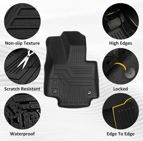 Falafa Floor Mats for Toyo-ta RAV4 2019-2024 2025(Include Hybrid), TPE All Weather Floor Liner for RAV4 1st and 2nd Row Car Mats Cargo Liners Accessories, Black in Saudi Arabia