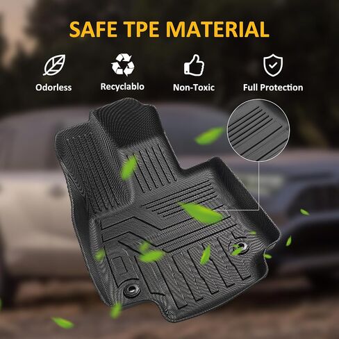 Falafa Floor Mats for Toyo-ta RAV4 2019-2024 2025(Include Hybrid), TPE All Weather Floor Liner for RAV4 1st and 2nd Row Car Mats Cargo Liners Accessories, Black in Saudi Arabia