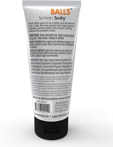 Fresh BALLS Lotion (4 Pack) | Anti-Chafing Men's Soothing Cream to Powder Balls Deodorant and Hygiene for Groin Area, 3.4 fl oz in Saudi Arabia