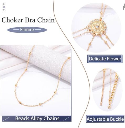 Gold Body Chain Jewelry for Women Shiny Rhinestone Bra Chain Summer Beach Layered Bikini Belly Chain Jewelry in Kuwait