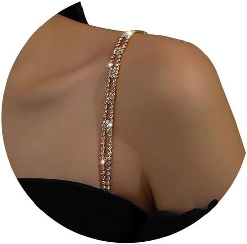 1Pair Sexy Women Rhinestone Shoulder Straps Jewelry Crystal Strap Chain Detachable Rhinestone Underwear Chain Bridal Wedding Bra Shoulder Jewelry in Saudi Arabia