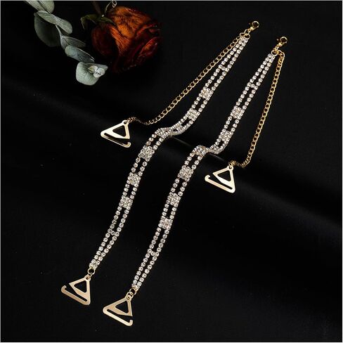 1Pair Sexy Women Rhinestone Shoulder Straps Jewelry Crystal Strap Chain Detachable Rhinestone Underwear Chain Bridal Wedding Bra Shoulder Jewelry in Saudi Arabia