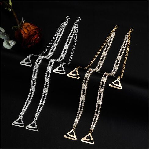 1Pair Sexy Women Rhinestone Shoulder Straps Jewelry Crystal Strap Chain Detachable Rhinestone Underwear Chain Bridal Wedding Bra Shoulder Jewelry in Saudi Arabia