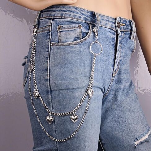 2 Pcs Trouser Pants Chains Jeans Chains Wallet Chain Pocket Chain Punk Hip-hop Goth Rock Accessories for Women and Men in Saudi Arabia