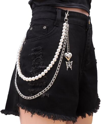 2 Pcs Trouser Pants Chains Jeans Chains Wallet Chain Pocket Chain Punk Hip-hop Goth Rock Accessories for Women and Men in Saudi Arabia