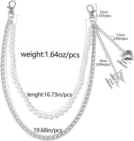 2 Pcs Trouser Pants Chains Jeans Chains Wallet Chain Pocket Chain Punk Hip-hop Goth Rock Accessories for Women and Men in Saudi Arabia