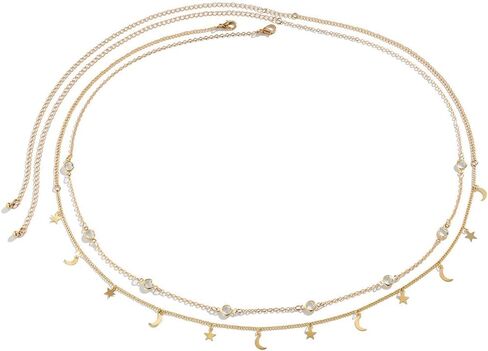 Dainty Multilayered Body Chains Gold Silver Boho Layered Beach Waist Chain CZ Adjustable Bikini Belly Chain Jewelry Accessories for Women Sexy Summer Birthday Gift Friendship in Kuwait