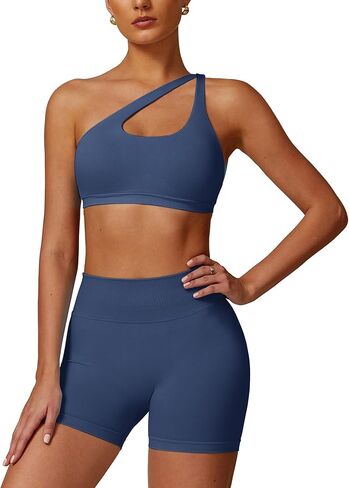 2 Piece Workout Sets for Women High Waisted Seamless Butt Lifting Shorts Gym Yoga Outfit Stretchy Sports Bra Sets in Saudi Arabia