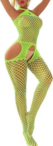 Buitifo Woman Sexy Lingerie Nightwear Halter Body Stocking One Piece Fishnet Mini Top and Tights in Saudi Arabia