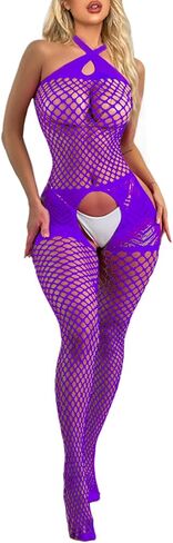 Buitifo Woman Sexy Lingerie Nightwear Halter Body Stocking One Piece Fishnet Mini Top and Tights in Saudi Arabia