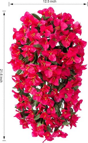 Bougainvillea Artificial Hanging Flowers Plants for Outdoors Decoration, 2pcs Fake Flowers Hot Pink Bougainvillea Vines Realistic UV Resistant Silk Flowers for Outside Planter Porch Patio Urn in Saudi Arabia