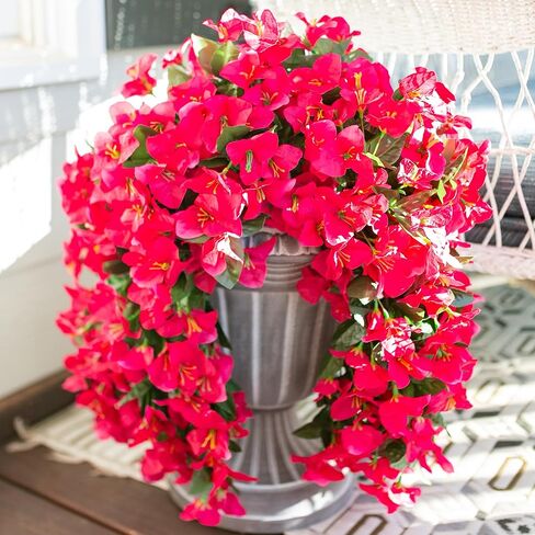 Bougainvillea Artificial Hanging Flowers Plants for Outdoors Decoration, 2pcs Fake Flowers Hot Pink Bougainvillea Vines Realistic UV Resistant Silk Flowers for Outside Planter Porch Patio Urn in Saudi Arabia