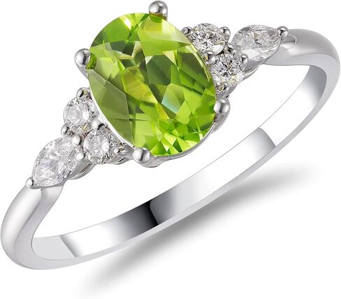 925 Sterling Silver Peridot Rings for Women, August Birthstone 9x7 MM Oval Shape Green Stone Engagement Promise Ring for Birthday/Anniversary, Gift for Wife/Mother/Her/Woman, Size 5 to 12 in Kuwait