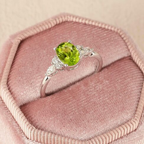 925 Sterling Silver Peridot Rings for Women, August Birthstone 9x7 MM Oval Shape Green Stone Engagement Promise Ring for Birthday/Anniversary, Gift for Wife/Mother/Her/Woman, Size 5 to 12 in Kuwait