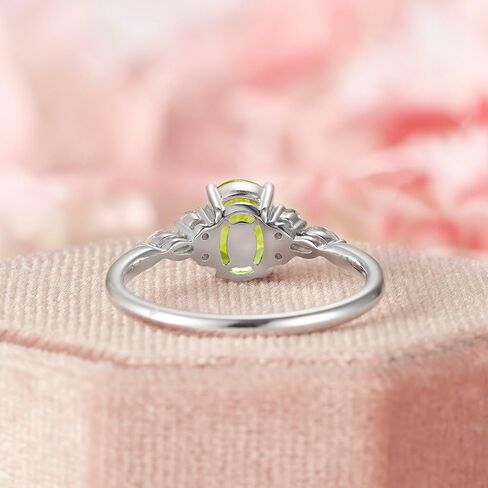 925 Sterling Silver Peridot Rings for Women, August Birthstone 9x7 MM Oval Shape Green Stone Engagement Promise Ring for Birthday/Anniversary, Gift for Wife/Mother/Her/Woman, Size 5 to 12 in Kuwait