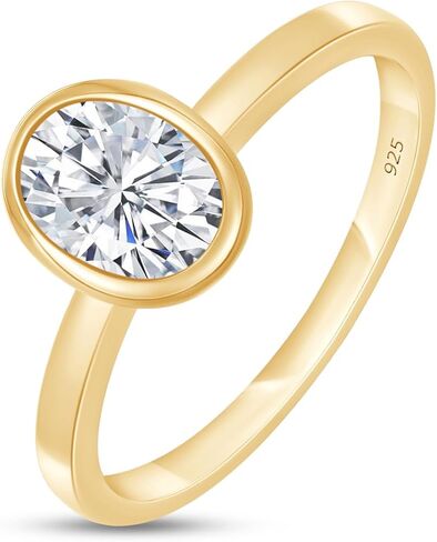 SAVEARTH DIAMONDS Multi Shape Lab Created Moissanite Diamond Bezel Set Solitaire Engagement Ring In 14K Gold Over 925 Sterling Silver Jewelry (VVS1 Clarity) in Saudi Arabia