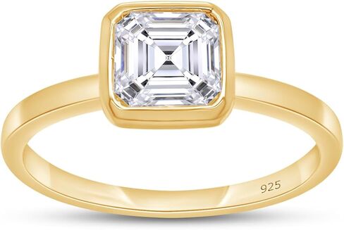 SAVEARTH DIAMONDS Multi Shape Lab Created Moissanite Diamond Bezel Set Solitaire Engagement Ring In 14K Gold Over 925 Sterling Silver Jewelry (VVS1 Clarity) in Saudi Arabia